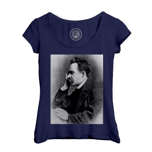 T-Shirt Femme Col Echancré Friedrich Nietzsche Philosophe Celebrite Portrait Vintage