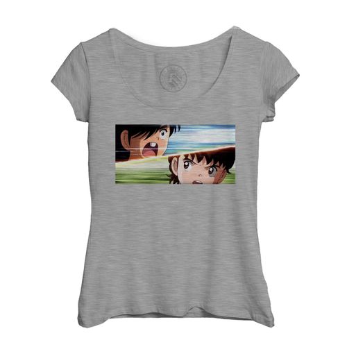T-Shirt Femme Col Echancré Olive Et Tom Captain Tsubasa Manga Cartoon Japon Football 90