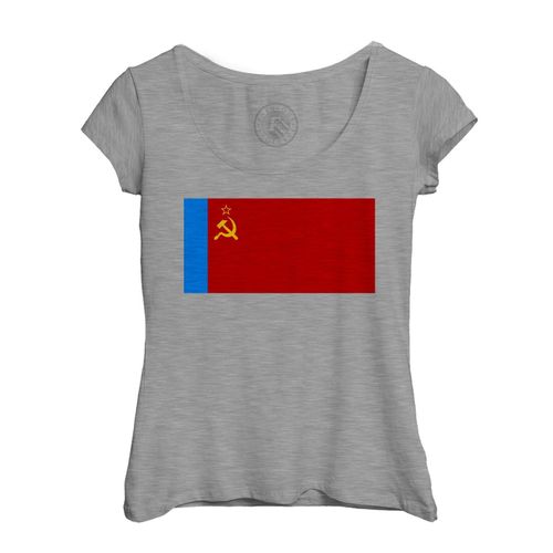 T-Shirt Femme Col Echancré Drapeau Pays Basque Football Sport Equipe Nationale