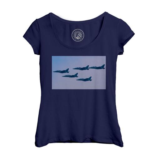 T-Shirt Femme Col Echancré Avion De Chasse Militaire Jet Combat Arme Russe Parade