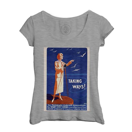 T-Shirt Femme Col Echancré Art Deco Taking Ways Publicite Vintage