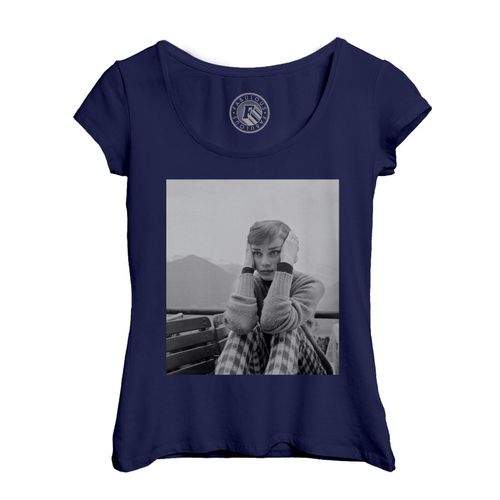 T-Shirt Femme Col Echancré Audrey Hepburn Bateau Actrice Star Hollywood Photo Vintage