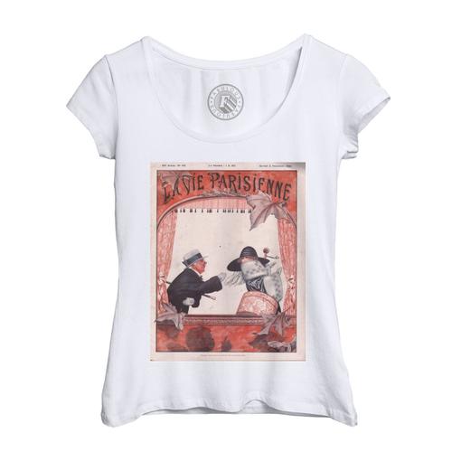 T-Shirt Femme Col Echancré La Vie Parisienne Marionnettes Magazine Vintage 1921