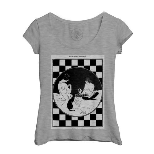 T-Shirt Femme Col Echancré La Vie Parisienne Dessin Vintage Jeu De Dames 20's