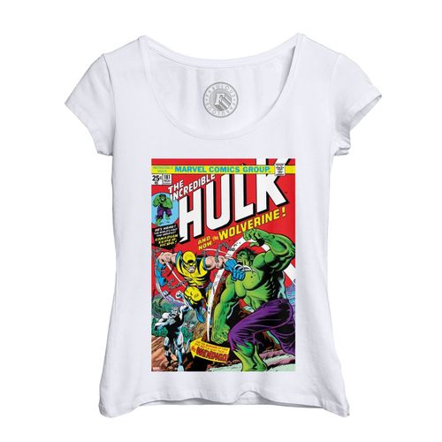 T-Shirt Femme Col Echancré The Hulk And Wolverine Couverture Bd Vintage Comics