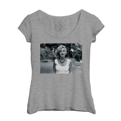 T-Shirt Femme Col Echancré Marilyn Monroe Robe Blanche Mannequin Star 60's