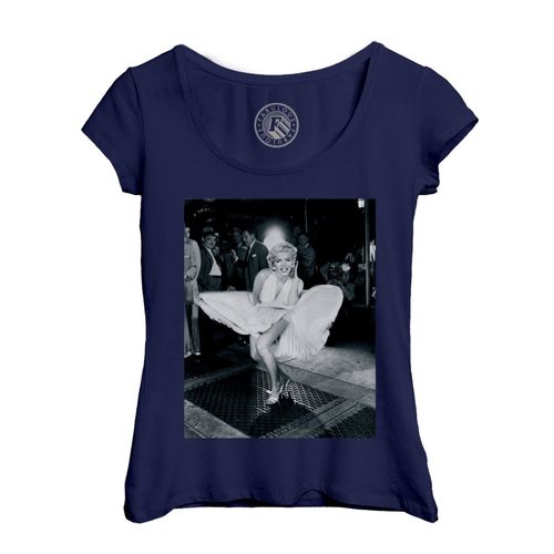 T-Shirt Femme Col Echancré Marilyn Monroe Photo Celebre Robe Blanche Star