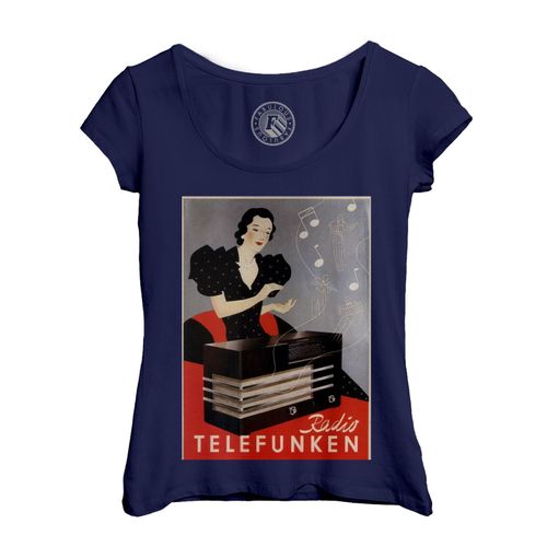 T-Shirt Femme Col Echancré Radio Telefunken Art Deco Publicite Ancienne Vintage 1935
