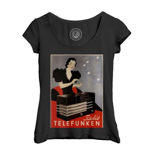 T-Shirt Femme Col Echancré Radio Telefunken Art Deco Publicite Ancienne Vintage 1935