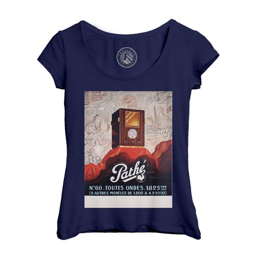 T-Shirt Femme Col Echancré Radio Pathe Art Deco Affiche Publicite Ancienne Vintage
