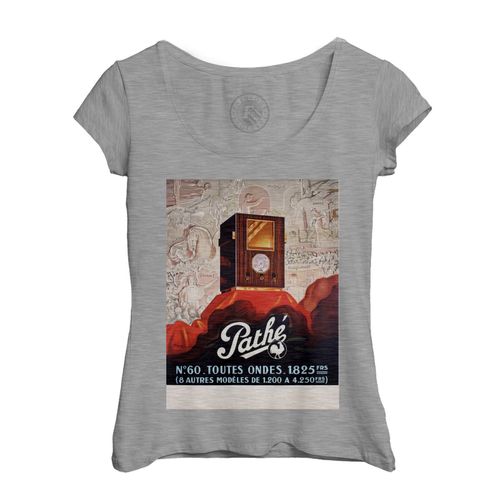 T-Shirt Femme Col Echancré Radio Pathe Art Deco Affiche Publicite Ancienne Vintage