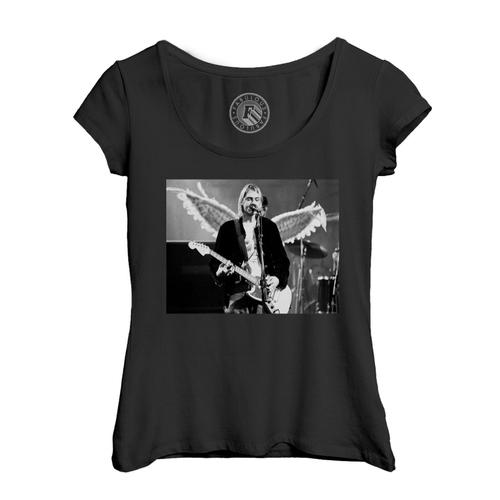 T-Shirt Femme Col Echancré Kurt Cobain Ange Nirvana Live Picture Grunge Rock Concert