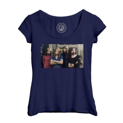 T-Shirt Femme Col Echancré Pink Floyd Groupe Entier Rock 70's Gilmour Waters Photo Vintage