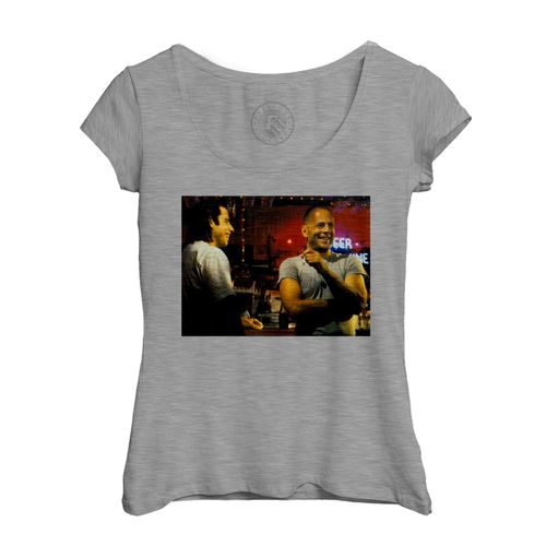 T-Shirt Femme Col Echancré Bruce Willis John Travolta Pulp Fiction Bar Tarantino Cinema