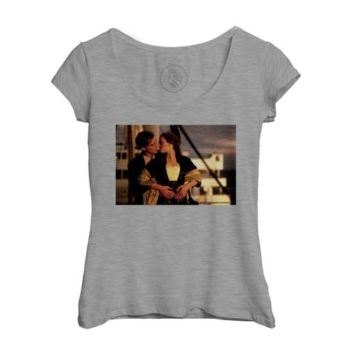 T-Shirt Femme Col Echancré Titanic Leonardo Di Caprio Kate Winslet Cinema Kiss Scene