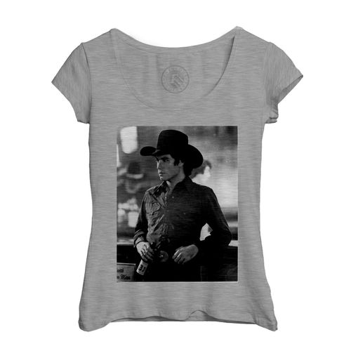 T-Shirt Femme Col Echancré John Travolta Chapeau Cowboy Style Swag Photo Vintage