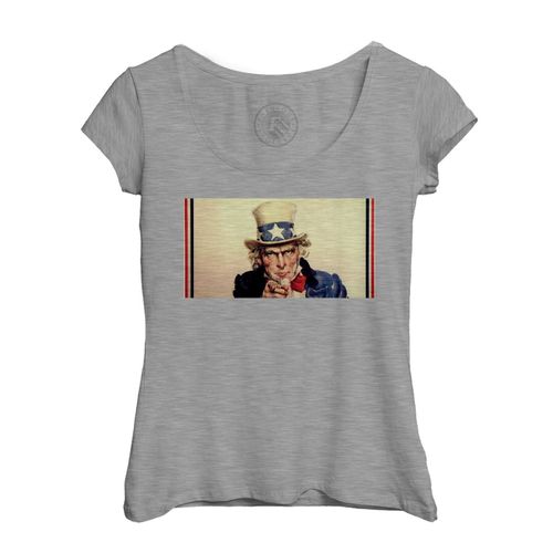 T-Shirt Femme Col Echancré Uncle Sam Us Army Etats Unis Guerre Du Vietnam 70's Vintage