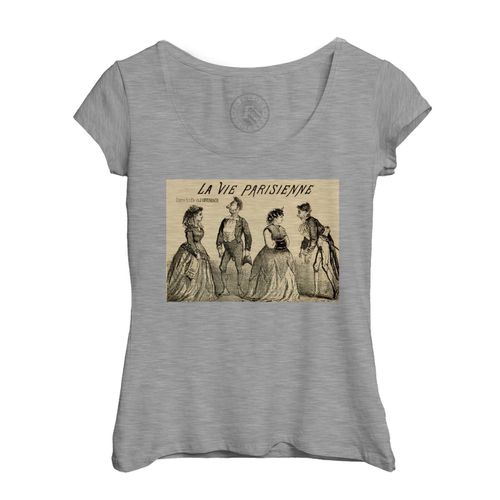 T-Shirt Femme Col Echancré La Vie Parisienne Magazine Vintage 1870 Dessin Opera