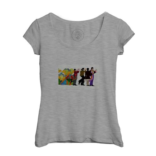 T-Shirt Femme Col Echancré The Beatles Yellow Submarine Dessin Film 70's Hippie Pop