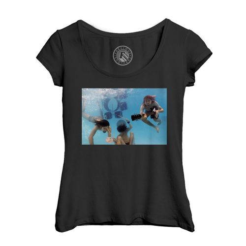 T-Shirt Femme Col Echancré Nirvana Kurt Cobain Nevermind Photoshoot Piscine Rock