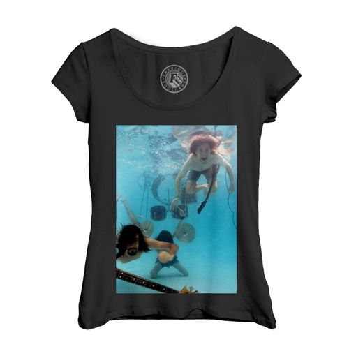 T-Shirt Femme Col Echancré Nirvana Kurt Cobain Nevermind Photoshoot Piscine Rock 90's