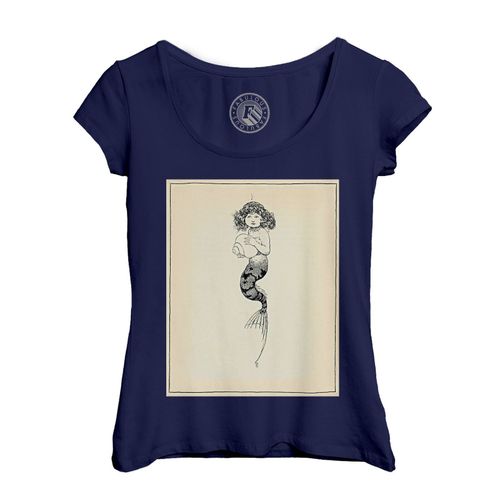 T-Shirt Femme Col Echancré Sirene & Pecheur Peinture Norman Rockwell Etats Unis