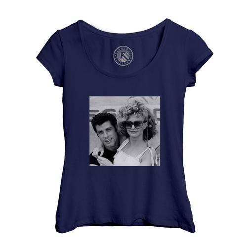 T-Shirt Femme Col Echancré John Travolta Olivia Newton Celebrites 1978 Star Cinema