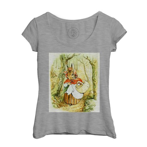 T-Shirt Femme Col Echancré Lapin Chaperon Rouge Illustration Enfant Beatrice Potter