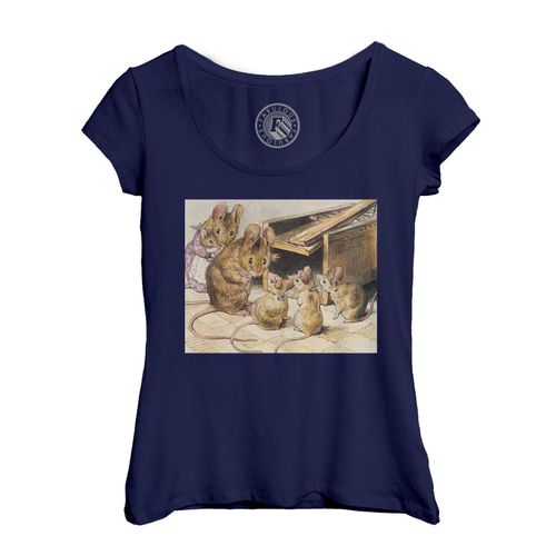 T-Shirt Femme Col Echancré Famille Souris Et Le Piege Illustration Enfant Beatrice Potter