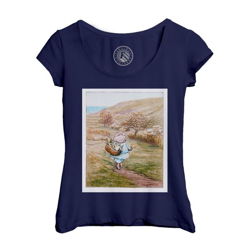 T-Shirt Femme Col Echancré Petite Cochon Illustration Enfant Beatrice Potter
