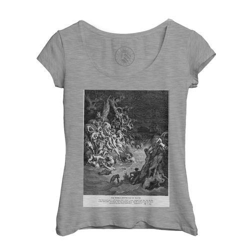 T-Shirt Femme Col Echancré Le Monde Detruit Par Les Eaux Gustave Dore Bible Gravure