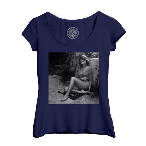 T-Shirt Femme Col Echancré Vikki Dougan Vintage Photo Actrice Mannequin Star