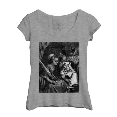 T-Shirt Femme Col Echancré La Belle Au Bois Dormant Gustave Dore Conte Gravure