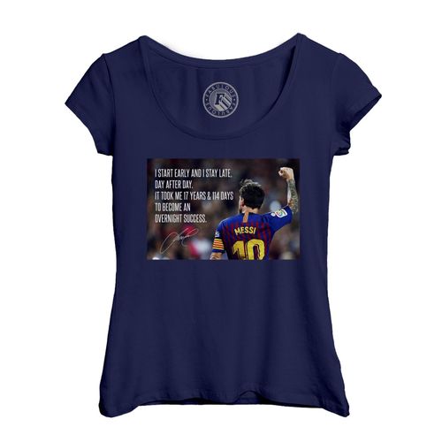 T-Shirt Femme Col Echancré Leo Messi Barcelone Football Succes Citation Inspirante Anglais
