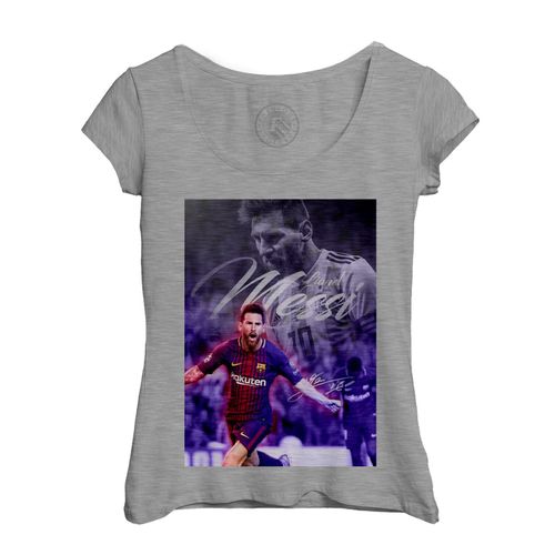 T-Shirt Femme Col Echancré Lionel Messi Barcelone Football Star Buteur Argentine