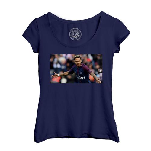 T-Shirt Femme Col Echancré Neymar Celebration But Paris Football Bresil Star Attaquant