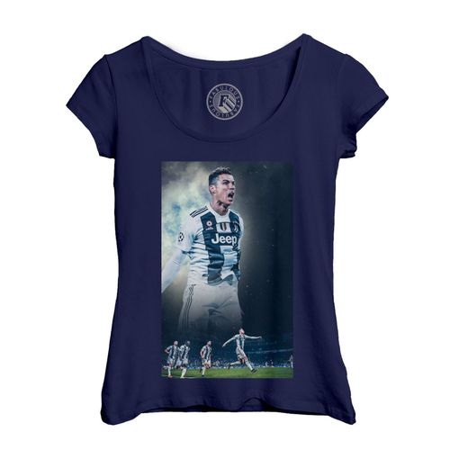 T-Shirt Femme Col Echancré Cristiano Ronaldo Football Star Celebration But Turin