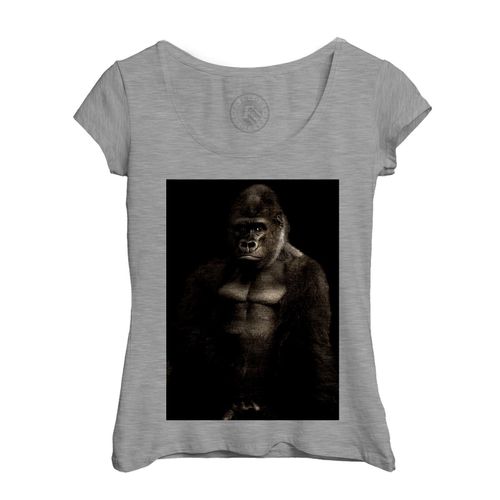 T-Shirt Femme Col Echancré Portrait De Gorille Style Classe Photo Animal Singe