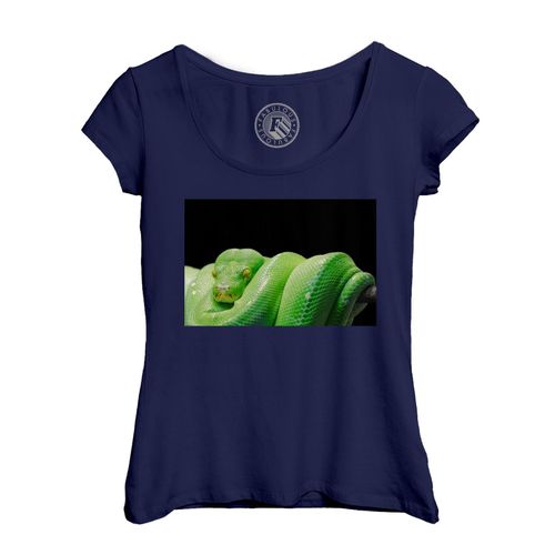 T-Shirt Femme Col Echancré Python Vert Serpent Photo Nature Sauvage Reptile