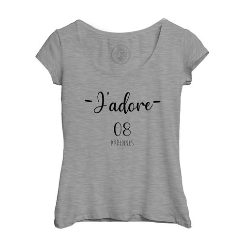 T-Shirt Femme Col Echancré J'adore 08 Ardennes Departement France Region