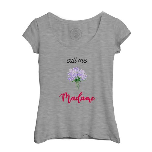 T-Shirt Femme Col Echancré Call Me Madame Bouquet De Fleurs Femme Mariage
