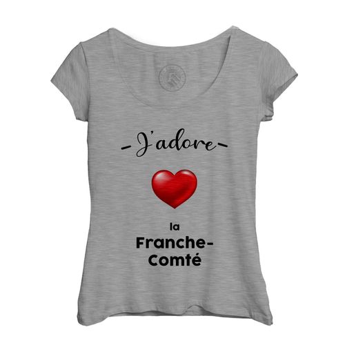 T-Shirt Femme Col Echancré J'adore La Franche Comte Region De France