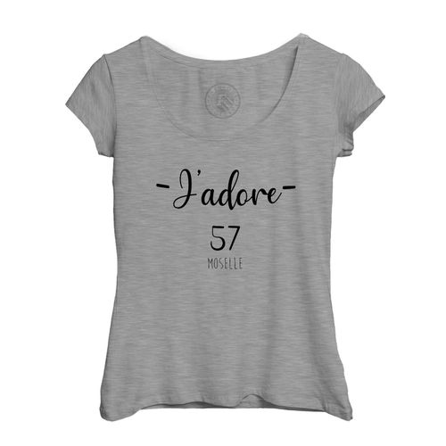 T-Shirt Femme Col Echancré J'adore 57 Moselle Departement France Region Metz