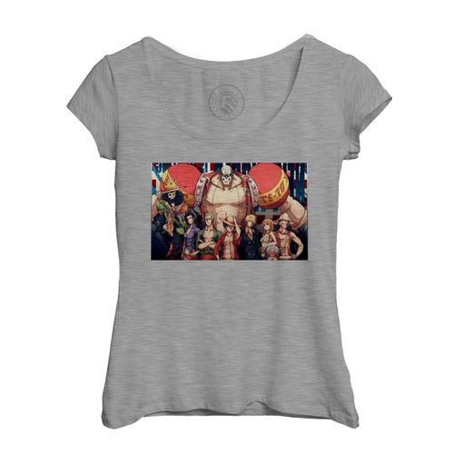 T-Shirt Femme Col Echancré One Piece Shonen Manga Personnages