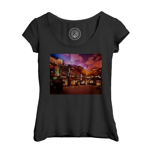 T-Shirt Femme Col Echancré Ville Japonaise Traditionnelle Japon Ancien