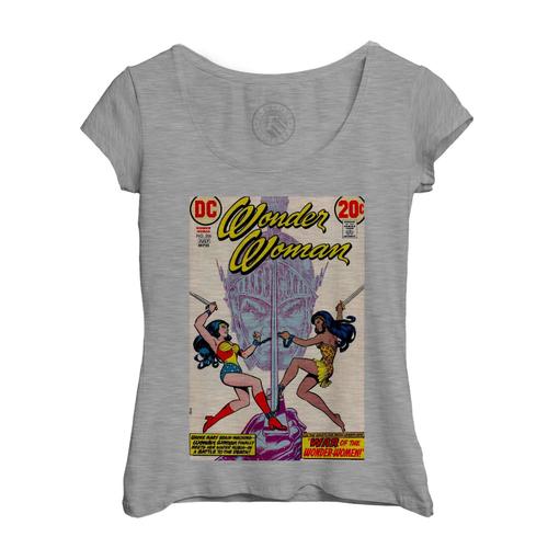 T-Shirt Femme Col Echancré Wonder Woman Bande Dessinee Comics Super Heros
