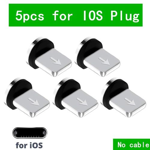 Câble Magnétique Rond À 8 Broches,Type C,Micro Usb C,Fiches De Charge Rapide,Chargeur Aimanté De Téléphone,Prise Pour Iphone,Chargement De Ligne De 1m - Type 5pcs Plug For Iphone