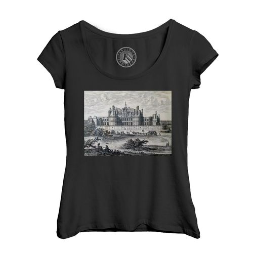 T-Shirt Femme Col Echancré Gravure Ancienne Chateau De Chambord Renaissance France
