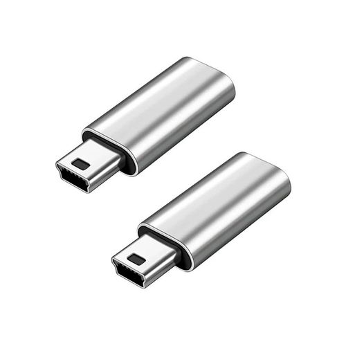 Adaptateur Mini USB vers Type C,5 broches mâle,Mini USB vers femelle,connecteur de transfert de données pour GoPro MP3,appareil photo,connecteur PC - Type 2pcs silver