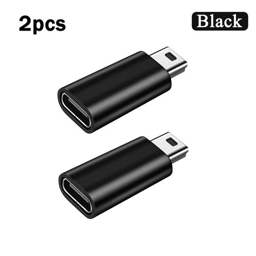 Adaptateur Mini USB vers Type C mâle vers femelle,connecteur de transfert de données,pour Gopro Hero Gamera,récepteur GPS,convertisseurs - Type 2pcs Black